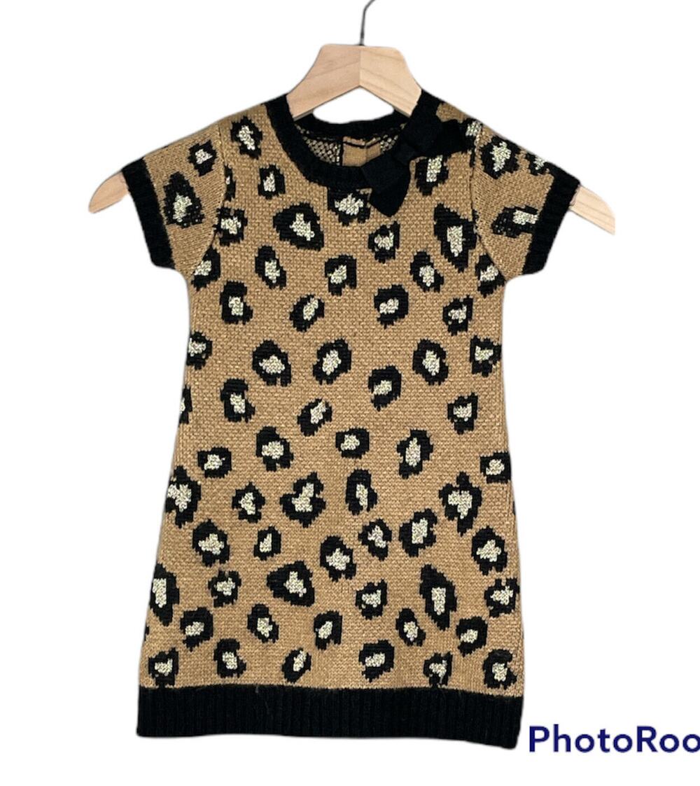 Girls 3T Gymboree RIGHT MEOW cheetah sweater DRESS black brown Metallic Gold